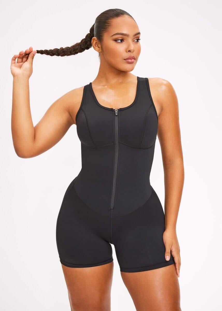 Shapewear Bodysuit For Women Tummy Control Zipper V Neck Long Sleeve  Rompers Catsuit Sport Jumpsuits For Women Summer B S 