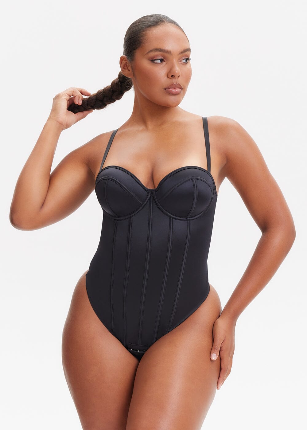 French Connection satin cami bodysuit in black