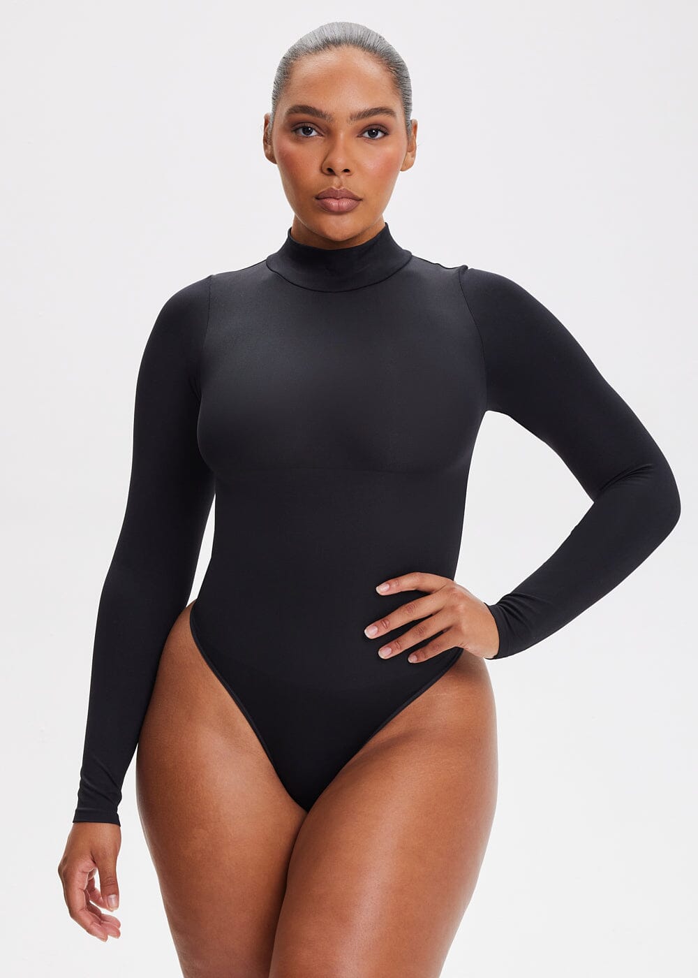 Turtle Neck Long Sleeve Thong Bodysuit