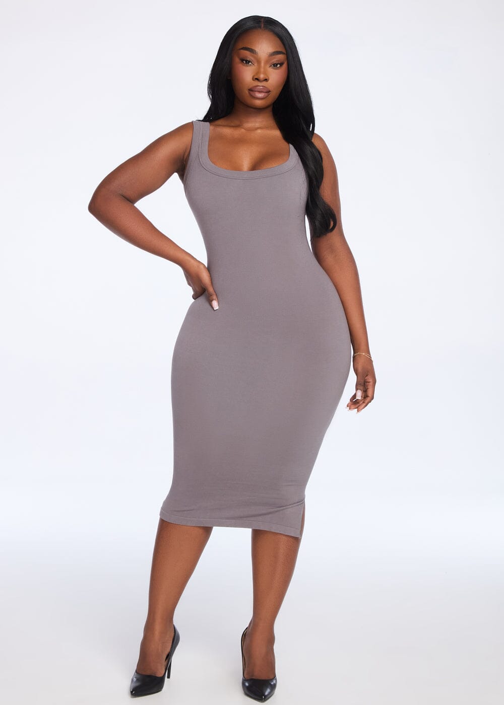 SecretSculpt Ribbed Tank Midi Dress