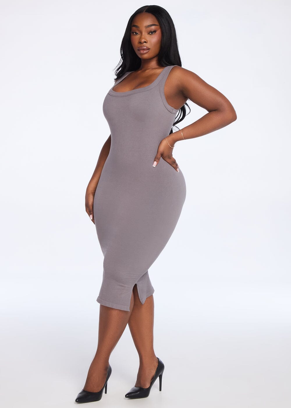 SecretSculpt Ribbed Tank Midi Dress