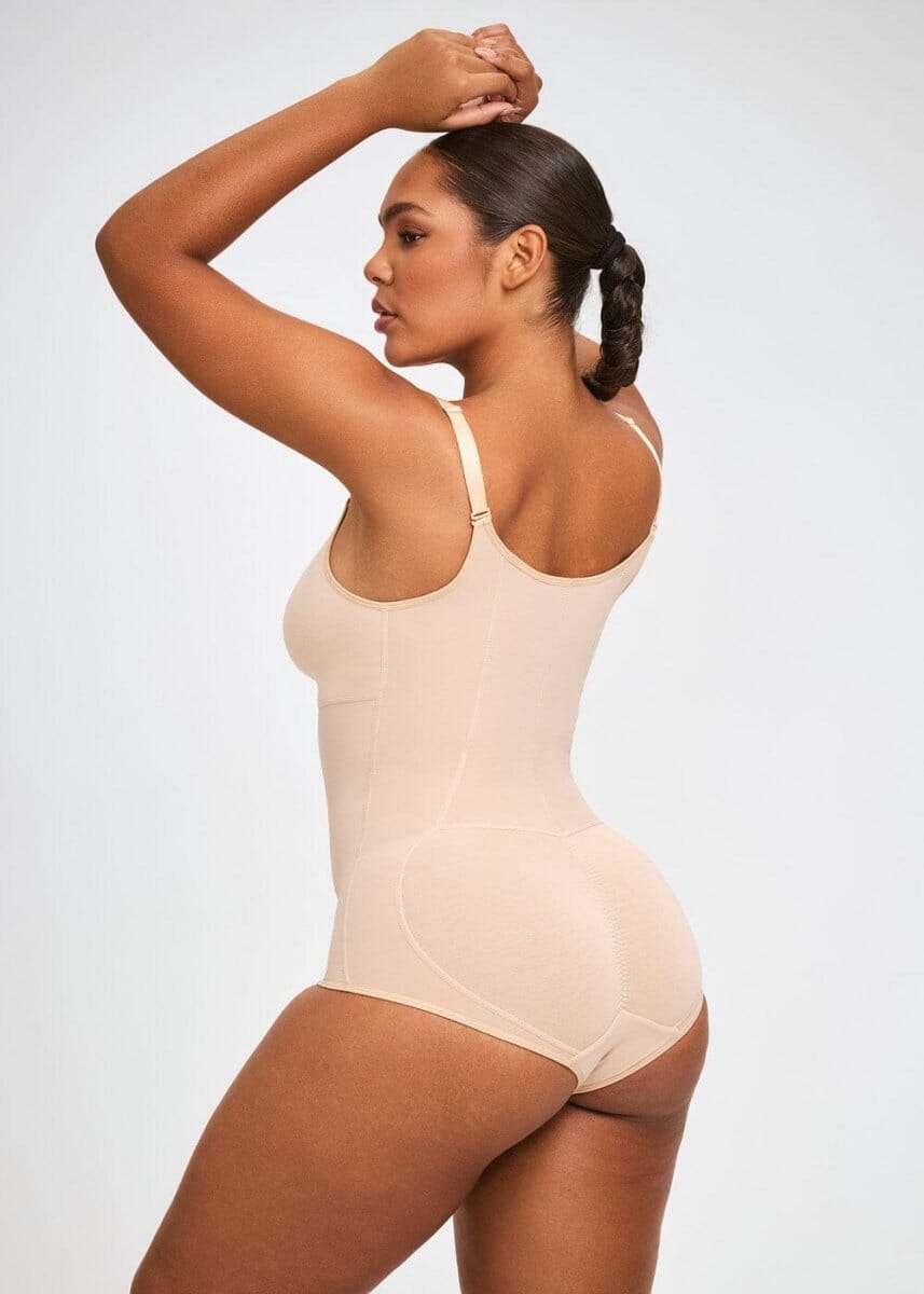 Backless Body Shaper Compatible Women Push Up Bra Low Back Thong Bodysuit